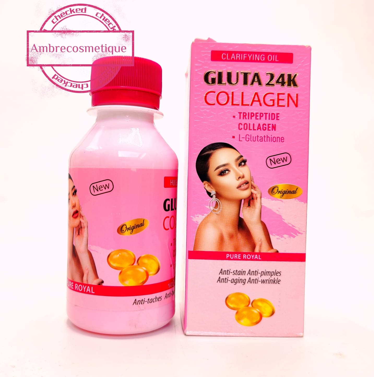 huile glutathione blanchisseur avis AmbreCosmetique huile de Collagène & Huile de Glutathion Supreme main image 1